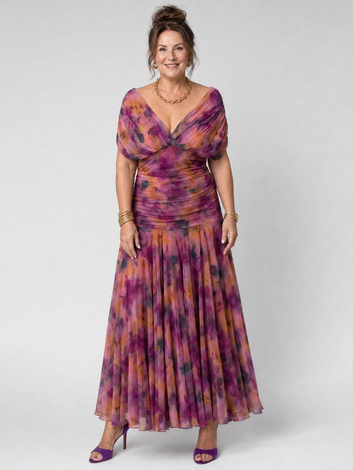 Carina -  Off Shoulder Flow Midi Dress