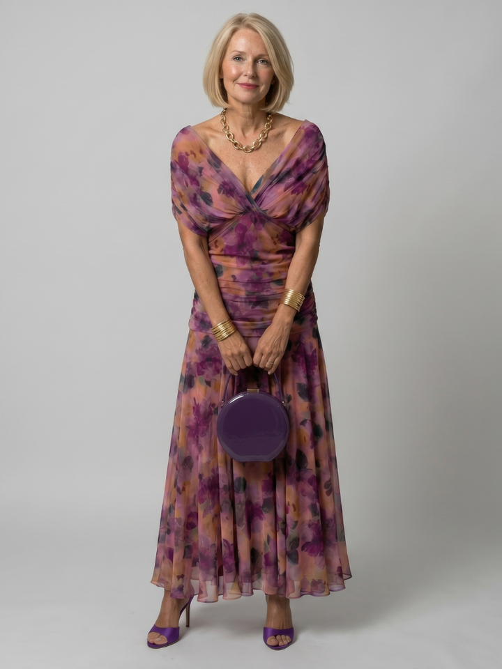 Carina -  Off Shoulder Flow Midi Dress