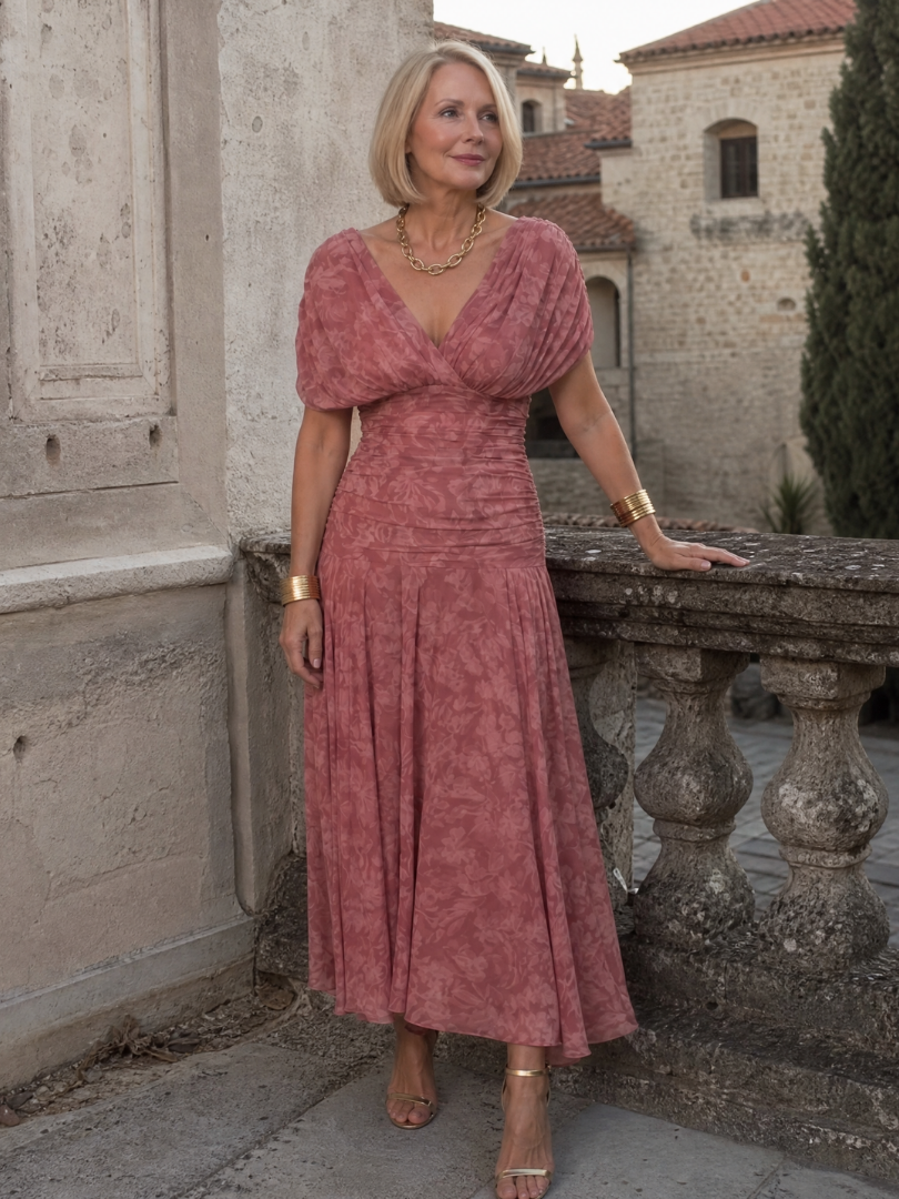 Carina -  Off Shoulder Flow Midi Dress