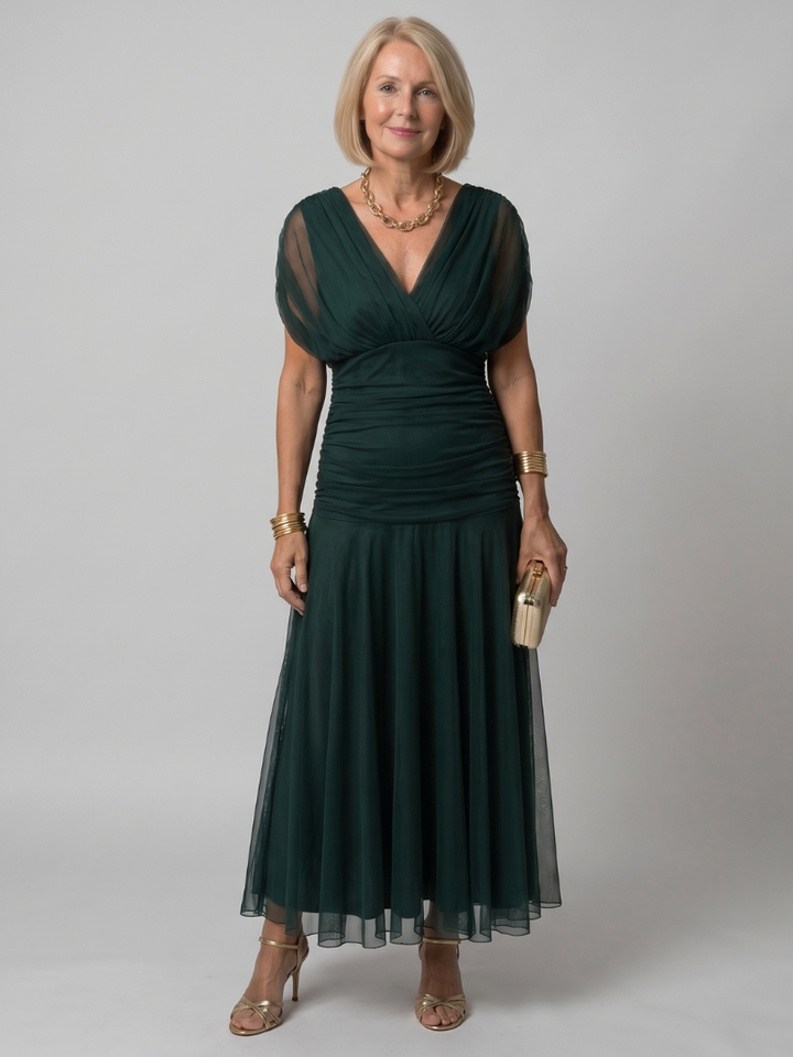 Carina -  Off Shoulder Flow Midi Dress