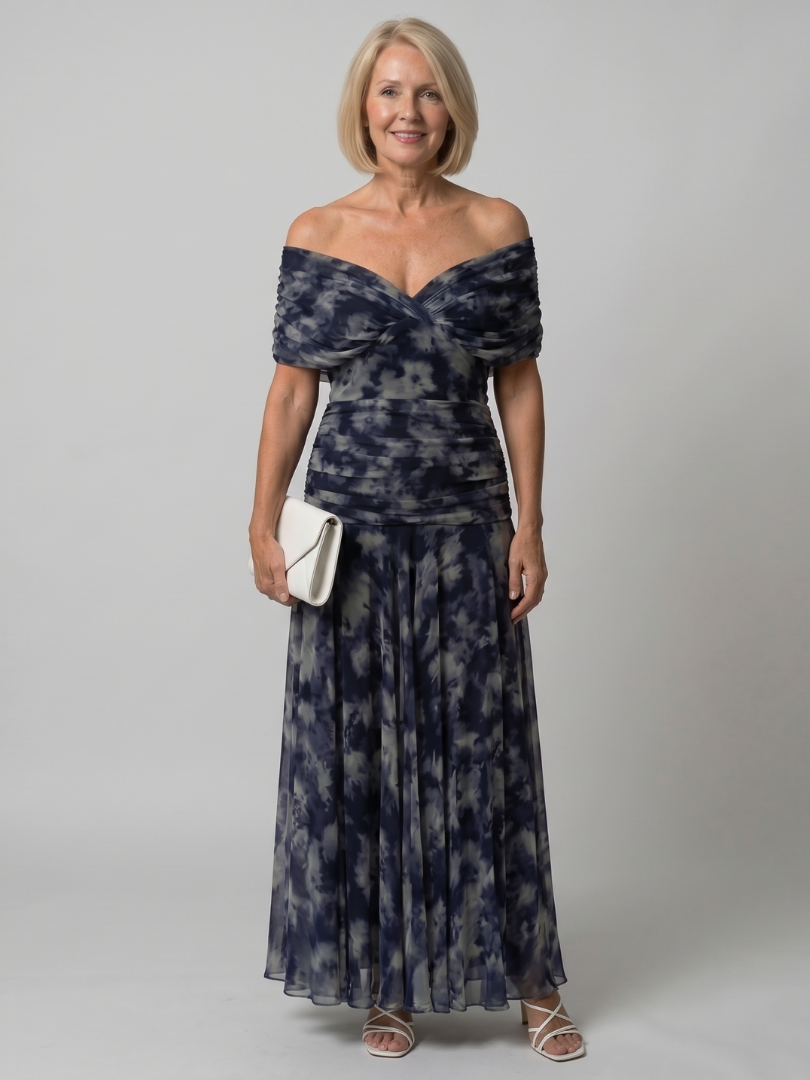 Carina -  Off Shoulder Flow Midi Dress