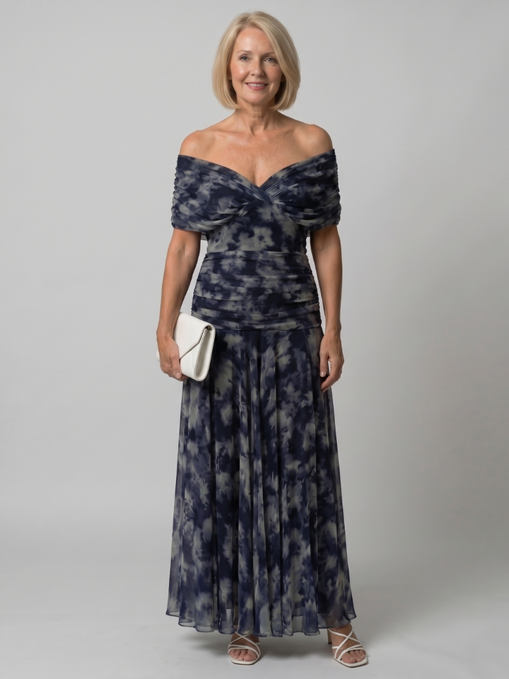 Carina -  Off Shoulder Flow Midi Dress