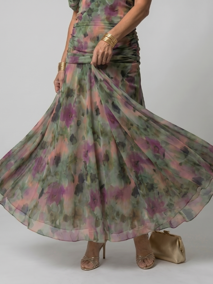 Carina -  Off Shoulder Flow Midi Dress