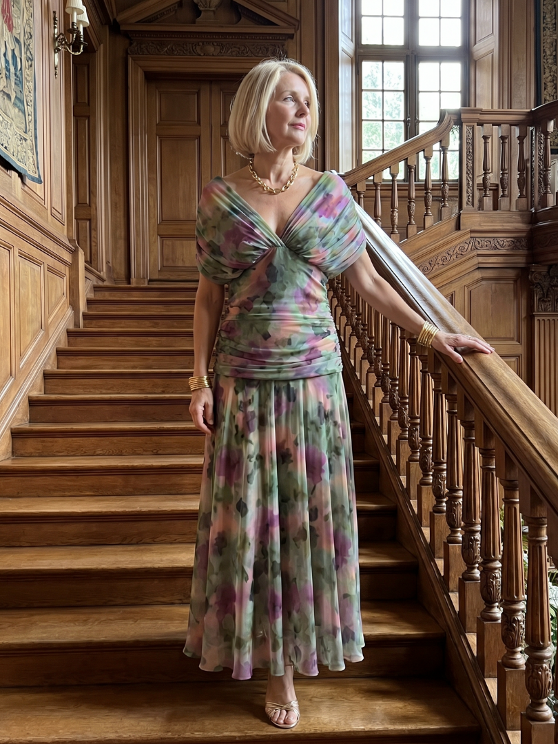 Carina -  Off Shoulder Flow Midi Dress