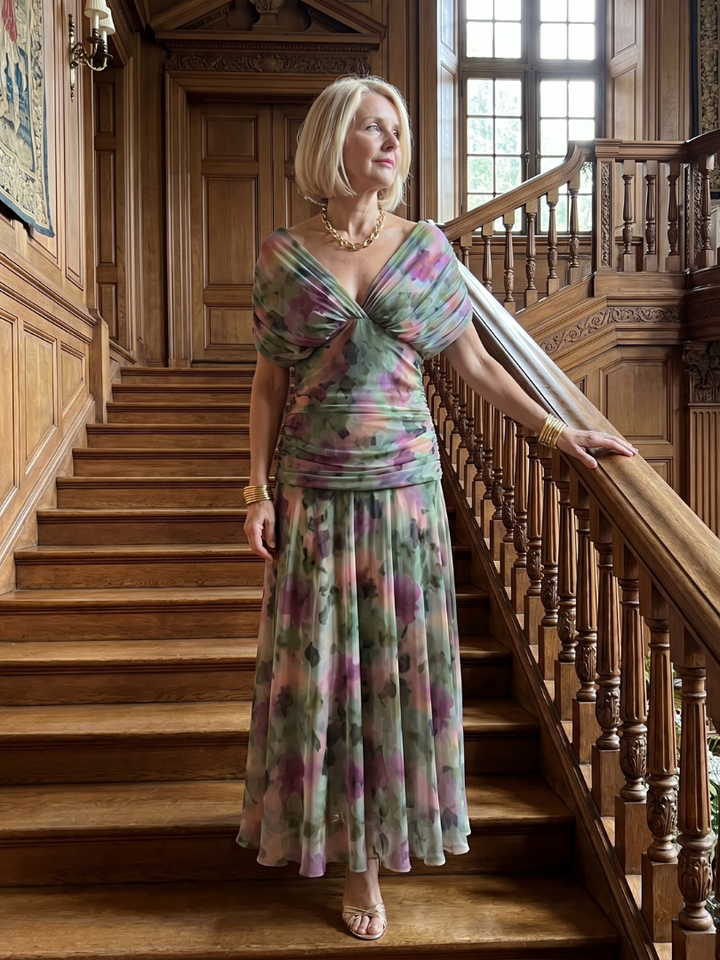 Carina -  Off Shoulder Flow Midi Dress