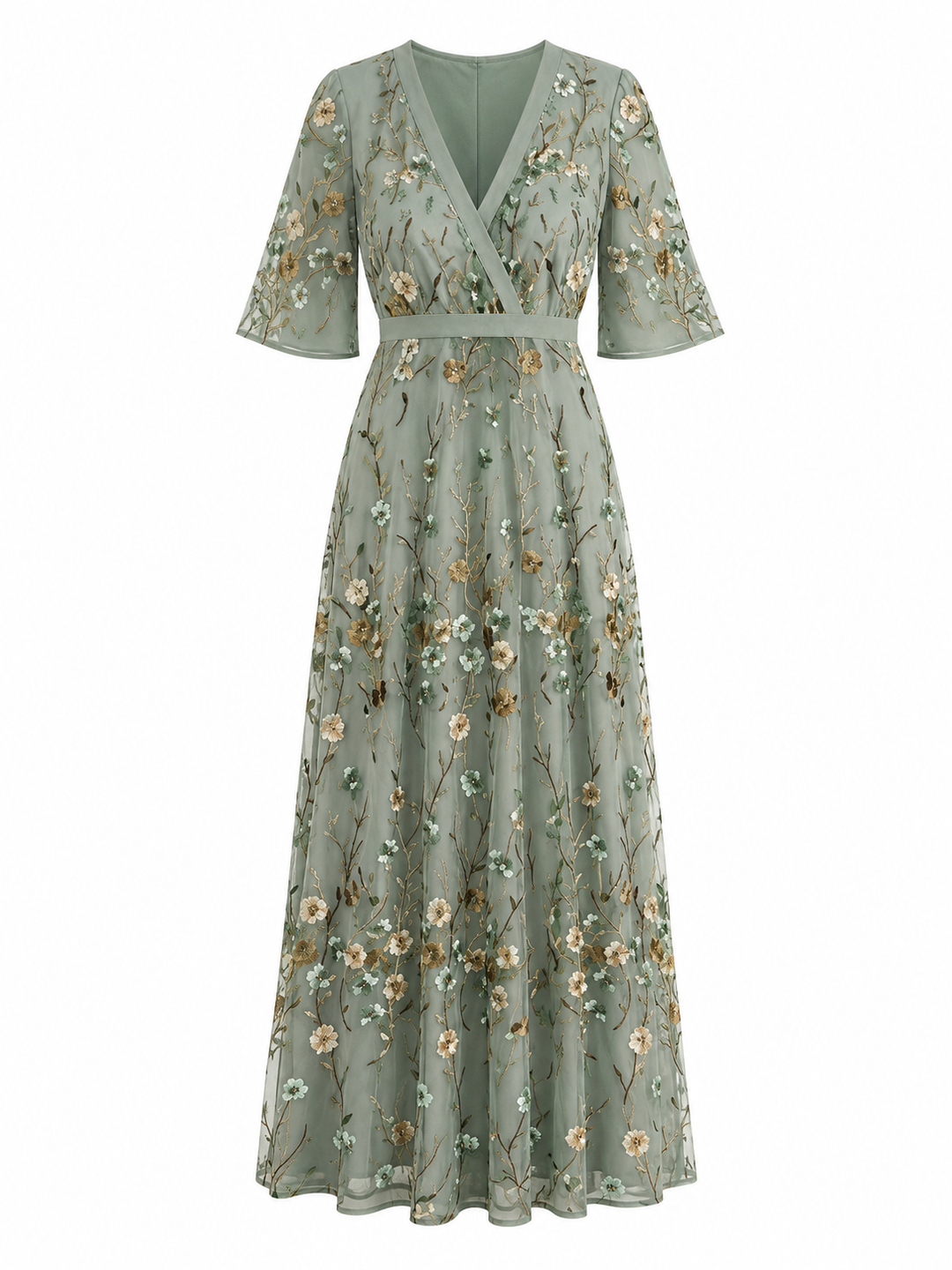 Eva -  Floral V Neck Maxi Dress