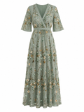 Eva -  Floral V Neck Maxi Dress