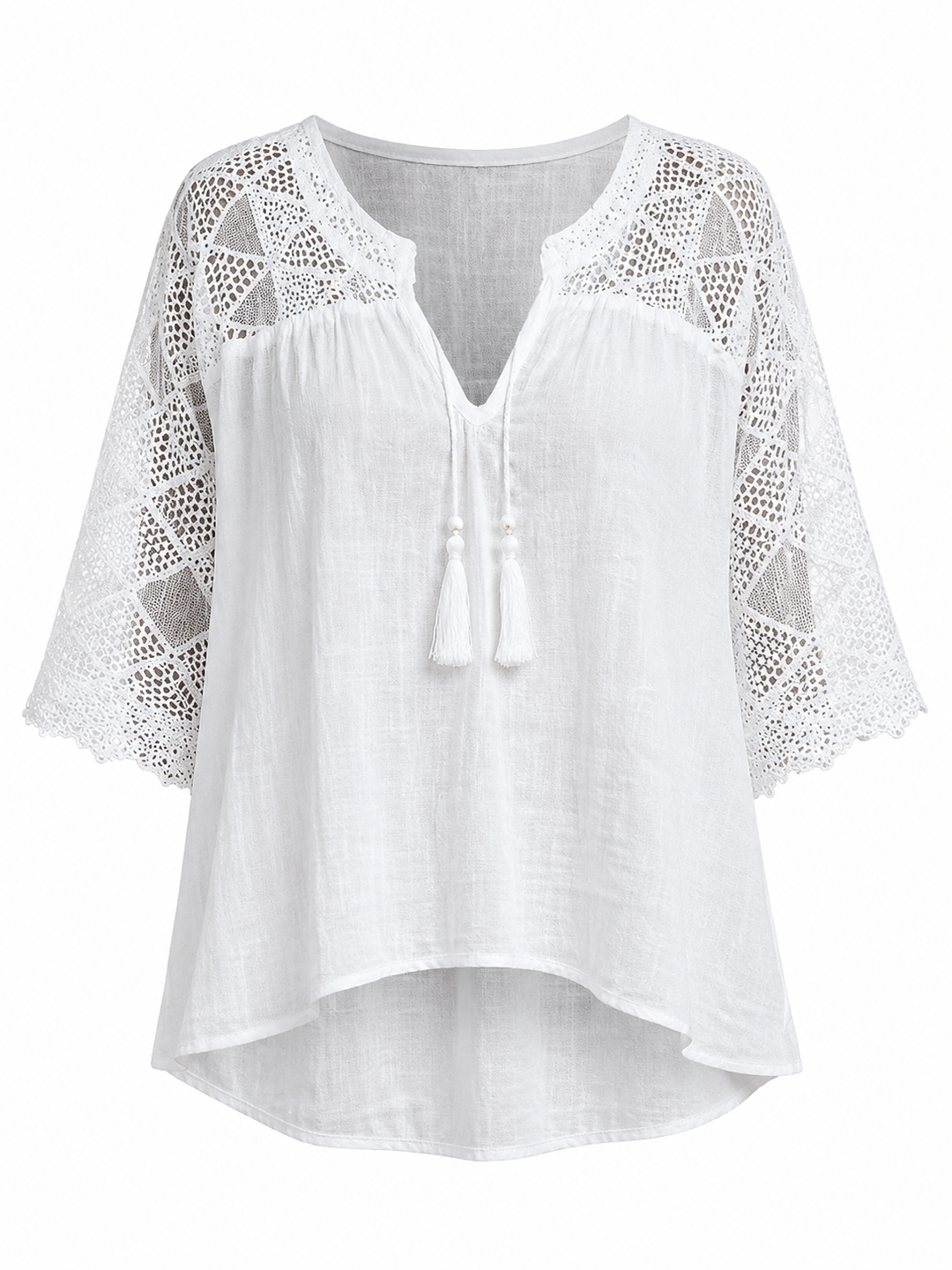 Samantha - V-Neck Blouse with Lace Detail