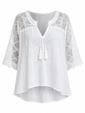 Samantha - V-Neck Blouse with Lace Detail