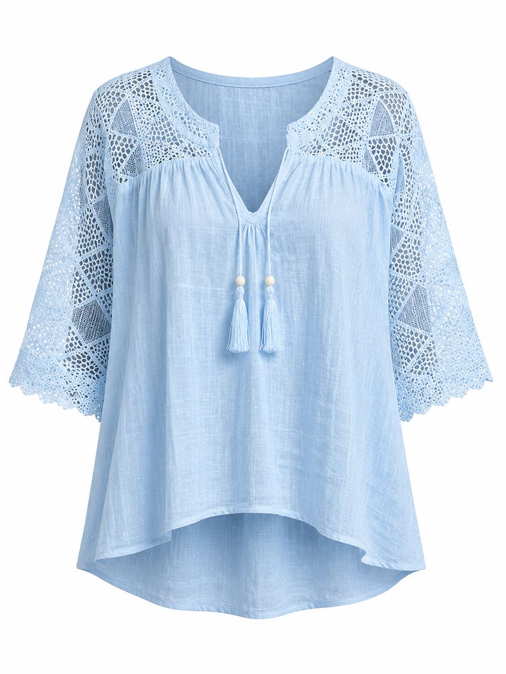 Samantha - V-Neck Blouse with Lace Detail