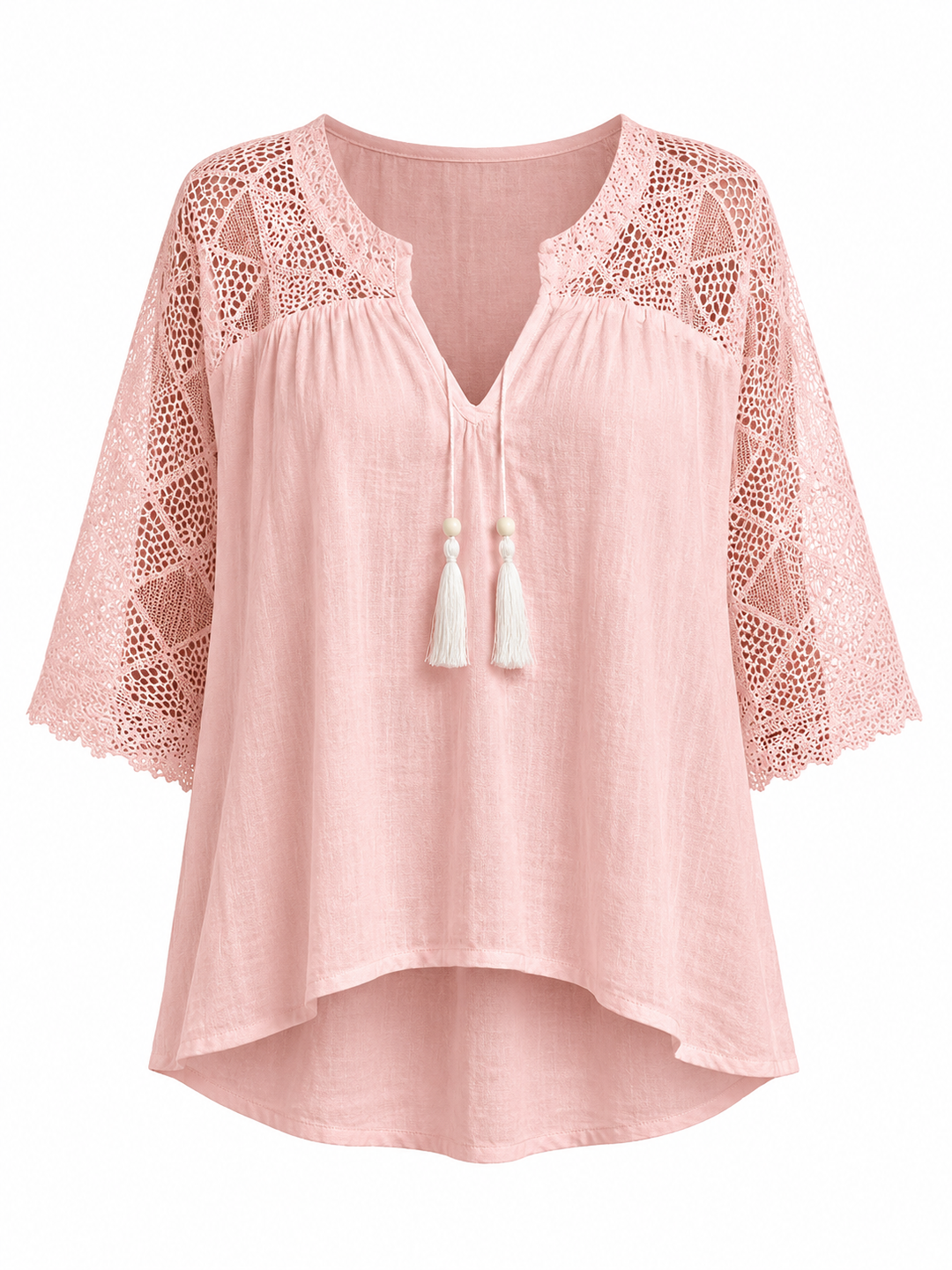Samantha - V-Neck Blouse with Lace Detail