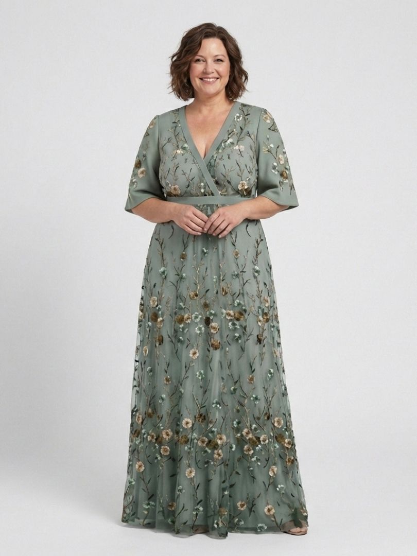 Eva -  Floral V Neck Maxi Dress