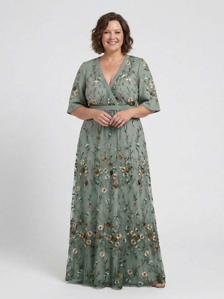 Eva -  Floral V Neck Maxi Dress