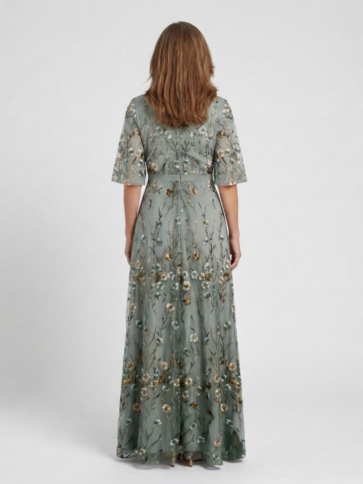 Eva -  Floral V Neck Maxi Dress