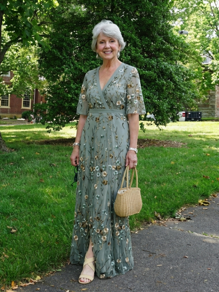 Eva -  Floral V Neck Maxi Dress