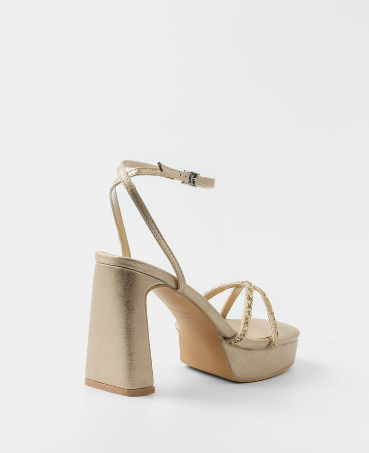 Milan Glitter Gold Heels