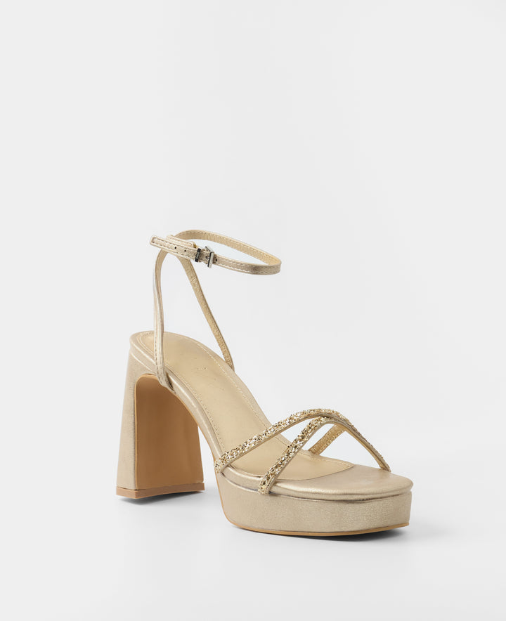 Milan Glitter Gold Heels