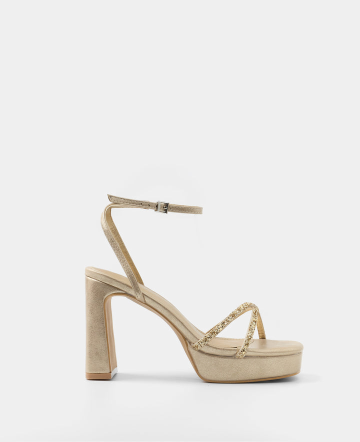 Milan Glitter Gold Heels